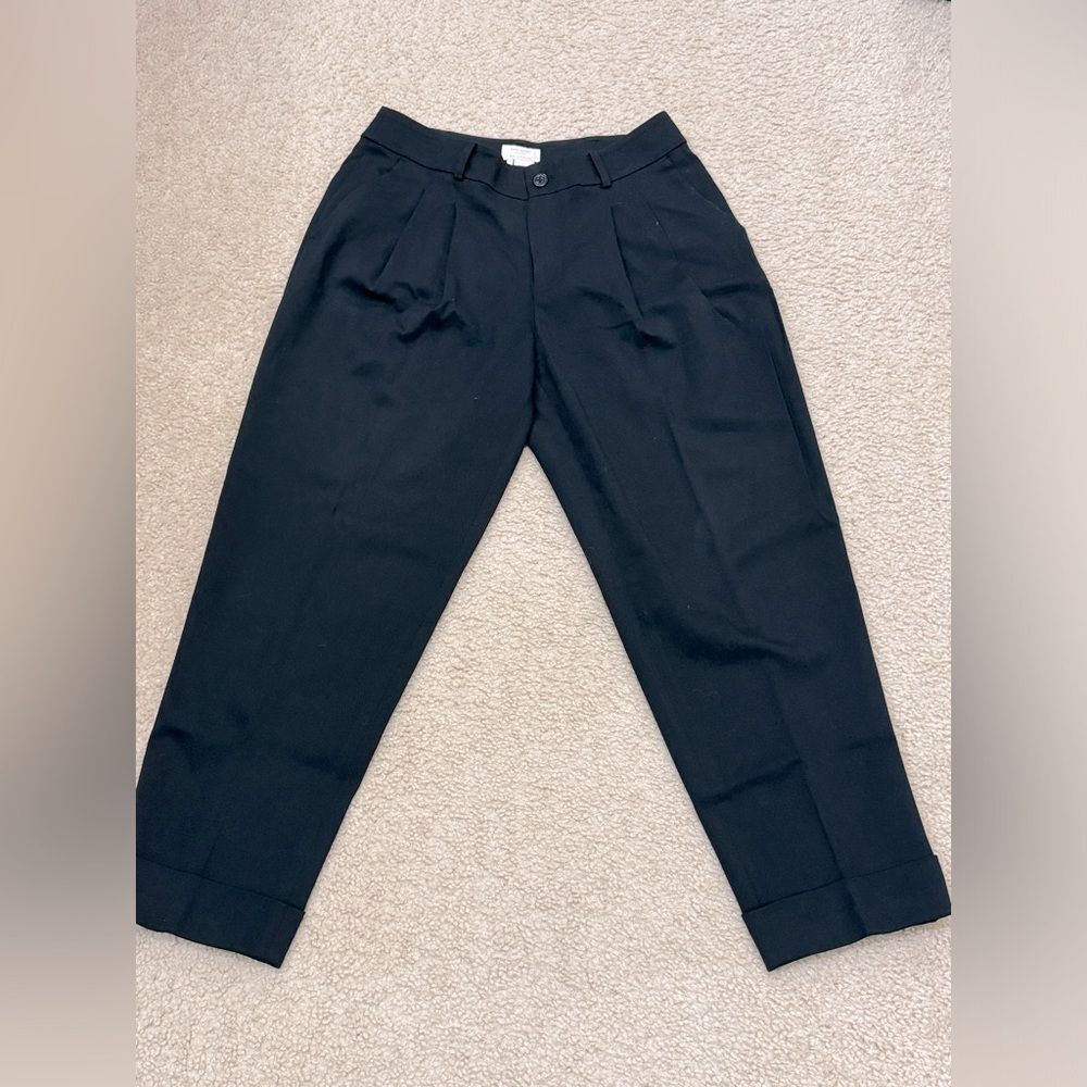 Kate Spade Live Colorfully Black Wool Pleated Front Ankle Length Pants Sz 4 EUC